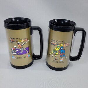 O-Pee-Chee Hockey & Baseball Cards 1991 Plastic Thermo Serv Cup Mug Set